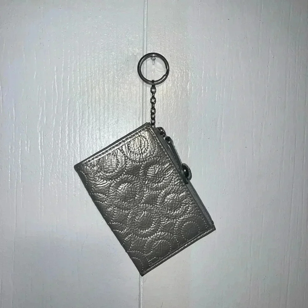 Metallic Coach Small Key Chain Wallet Silver - Picture 1 of 7